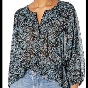 Lucky Brand Button up Peasant Top